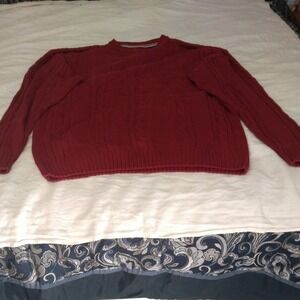Vintage Bugle Boy Sweater Mens Large Red Pullover Knit Acrylic 80s Taiwan